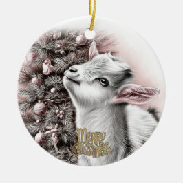 Baby Goat Christmas 1 とあなたの写真 セラミックオーナメント