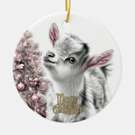 Baby Goat Christmas 20 and YOUR PHOTO セラミックオーナメント