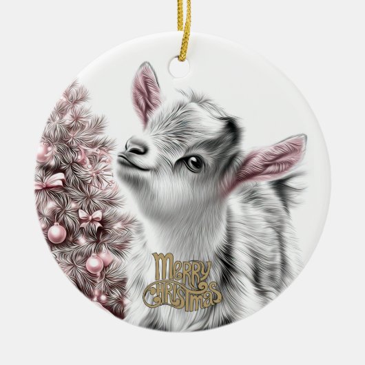 Baby Goat Christmas 20 and YOUR PHOTO セラミックオーナメント (正面)