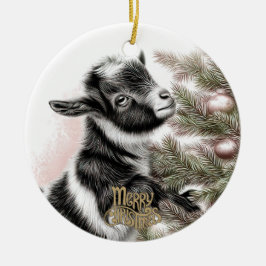 Baby Goat Christmas 2 and YOUR PHOTO セラミックオーナメント