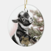 Baby Goat Christmas 2 and YOUR PHOTO セラミックオーナメント (左)