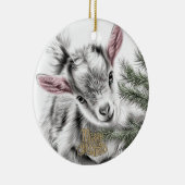 Baby Goat Christmas 3 とあなたの写真 セラミックオーナメント (右)