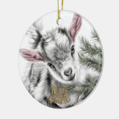 Baby Goat Christmas 3 とあなたの写真 セラミックオーナメント (左)