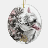 Baby Goat Christmas 4 とあなたの写真 セラミックオーナメント (左)