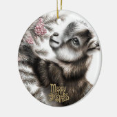 Baby Goat Christmas 6 and YOUR PHOTO セラミックオーナメント (左)