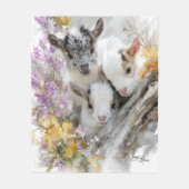 Baby Goats in Autumn Foliage 10 フリースブランケット (正面)