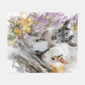 Baby Goats in Autumn Foliage 10 フリースブランケット (正面(横))