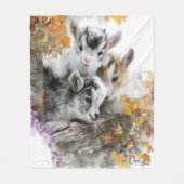 Baby Goats in Autumn Foliage 12 フリースブランケット (正面)