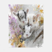 Baby Goats in Autumn Foliage 13 フリースブランケット (正面)