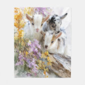 Baby Goats in Autumn Foliage 14 フリースブランケット (正面)