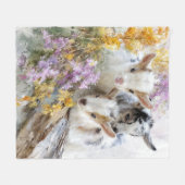 Baby Goats in Autumn Foliage 14 フリースブランケット (正面(横))