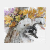 Baby Goats in Autumn Foliage 1 フリースブランケット (正面(横))