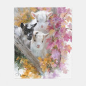 Baby Goats in Autumn Foliage 3 フリースブランケット (正面)