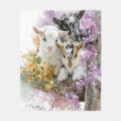 Baby Goats in Autumn Foliage 7 フリースブランケット (正面)