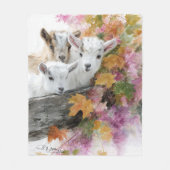Baby Goats in Autumn Foliage 8 フリースブランケット (正面)
