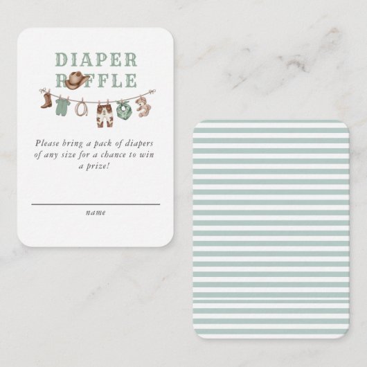 Baby Green Little Cowboy Diaper Raffle  エンクロージャーカード (正面/裏面)