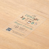 Baby Green Little Cowboy is on the Way Invitation アクリル招待状 (レイダウン)