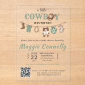 Baby Green Little Cowboy is on the Way Invitation アクリル招待状 (正面)