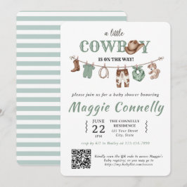 Baby Green Little Cowboy is on the Way Invitation 招待状