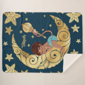 Baby Hanuman slapend op de maan tussen de sterren シェルパブランケット (正面(横))