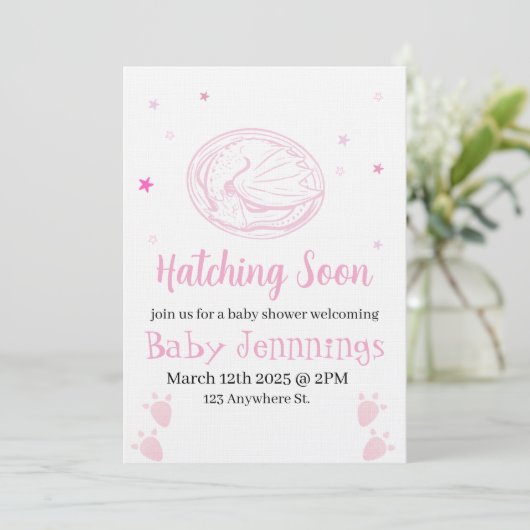 Baby Hatching Soon Baby shower invitation 招待状 (スタンド正面)