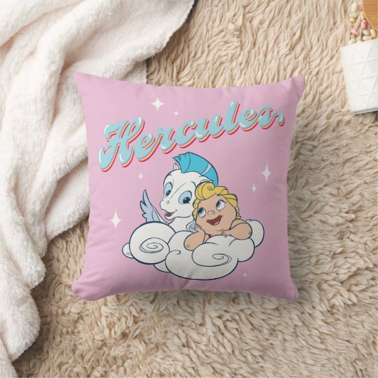 Baby Hercules and Pegasus on a Cloud Throw Pillow クッション (ブランケット)