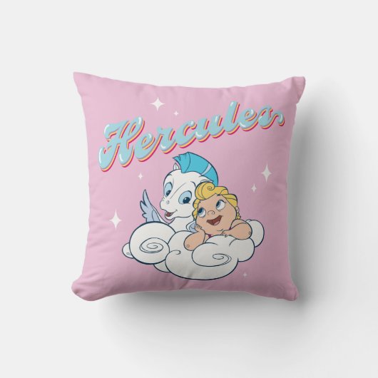 Baby Hercules and Pegasus on a Cloud Throw Pillow クッション (正面)