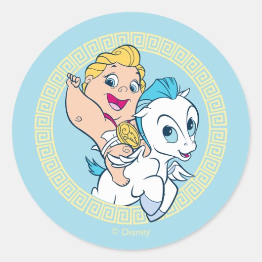 Baby Hercules Riding Pegasus Classic Round Sticker ラウンドシール (正面)