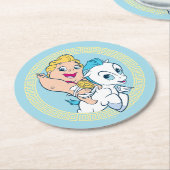 Baby Hercules Riding Pegasus Round Paper Coaster ラウンドペーパーコースター (アングル)
