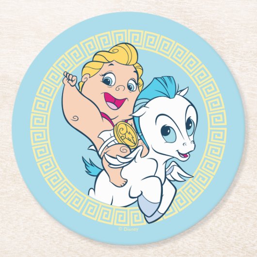 Baby Hercules Riding Pegasus Round Paper Coaster ラウンドペーパーコースター (正面)