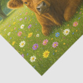 Baby Highland Cow in Pasture of Flowers 薄葉紙 (詳細)