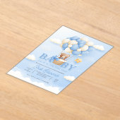 Baby Hot Air Balloon Watercolor Shower Art アクリル招待状 (レイダウン)