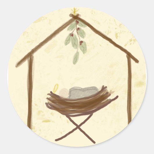 Baby in a manger sticker ラウンドシール (正面)
