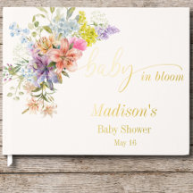 Baby in Bloom箔押しベビーシャワーゲストブック