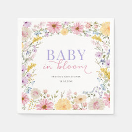 Baby in Bloom: やさしいワイルドフラワーの草原のベビーシャワー スタンダードカクテルナプキン