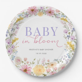 Baby in Bloom: やさしいワイルドフラワーの草原のベビーシャワー ペーパープレート