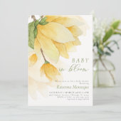 Baby in Bloom イエロー クリーン マグノリア ベビーシャワー 招待状 (スタンド正面)