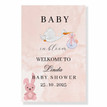 Baby in Bloom エレガントベビーシャワーのウェルカムサイン