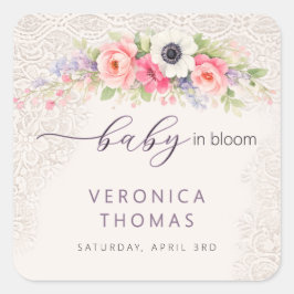Baby in Bloom スイートフラワーベイビーシャワー スクエアシール