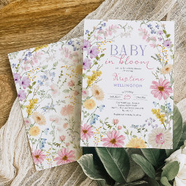 Baby in Bloom: ソフトパステルカラーのワイルドフラワーベイビーシャワー 招待状