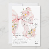 Baby In Bloom ソフトピンクボウベビーシャワー招待状 招待状 (正面)