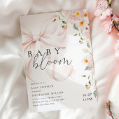 Baby In Bloom ソフトピンクボウベビーシャワー招待状 招待状
