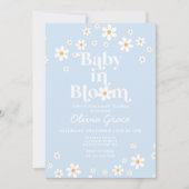 Baby in Bloom! ダイジー淡青 ベビーシャワー 招待状 (正面)