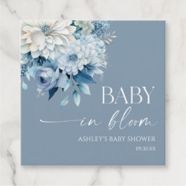 Baby In Bloom ダスティブルー フローラル ベビーシャワー フェイバータグ