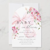 Baby In Bloom ピンクのリボンのベビーシャワー招待状 招待状 (正面)