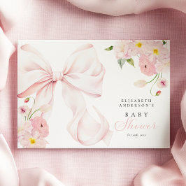 Baby in Bloom ピンクのリボンのベビーシャワー ゲストブック