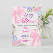 Baby In Bloom ピンクフラワーペーパーインビテーション 招待状 (スタンド正面)