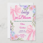 Baby In Bloom ピンクフラワーペーパーインビテーション 招待状 (裏面)