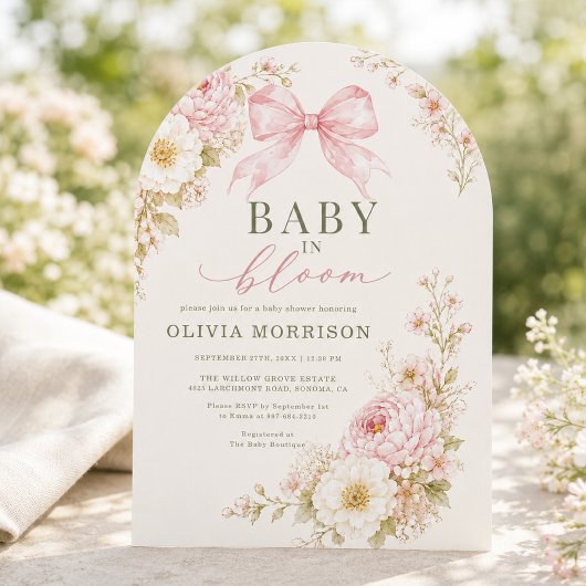 Baby in Bloom ピンクリボンベビーシャワー招待状 招待状