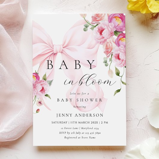 Baby In Bloom ピンクリボンベビーシャワー招待状 招待状